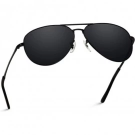 Oversized Classic Full Black Polarized Lens Metal Frame Men Aviator Style Sunglasses - CU18IGL7NZX $35.89