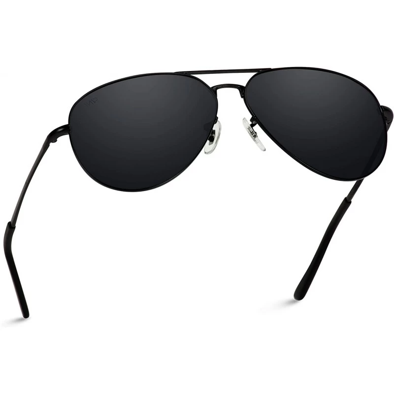 Oversized Classic Full Black Polarized Lens Metal Frame Men Aviator Style Sunglasses - CU18IGL7NZX $17.95