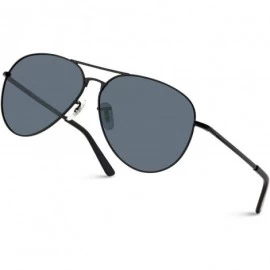 Oversized Classic Full Black Polarized Lens Metal Frame Men Aviator Style Sunglasses - CU18IGL7NZX $17.95