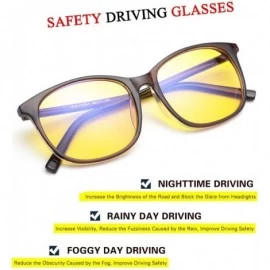 Rectangular HD Night Driving Glasses for Men Women Anti-glare Safety Glasses - Perfect for Any Weather - Tan - C318M805Z0U $1...