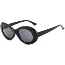 Oval Plastic Bold Oval Frame Novelty Goggle Eye Round Sunglasses - Black+grey - CZ18879EIAI $18.32