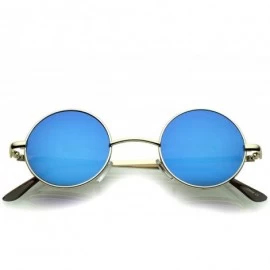 Round Retro Round Sunglasses for Men Women with Color Mirrored Lens John Lennon Glasses - Gold / Blue - C312MCI9497 $20.18