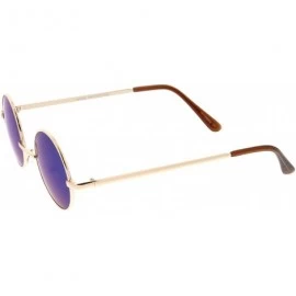 Round Retro Round Sunglasses for Men Women with Color Mirrored Lens John Lennon Glasses - Gold / Blue - C312MCI9497 $8.23