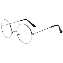 Oval Fashion Oval Round Clear Lens Glasses Vintage Geek Nerd Retro Style Metal - Silver - CE18S43YZIQ $15.78