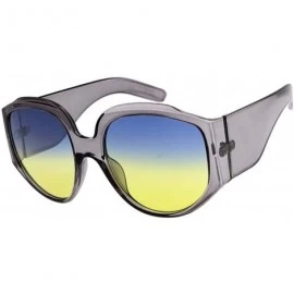 Round Bulky Frame Fashion Round Goggle Style Sunglasses - Blue - C218URM5S9O $21.46