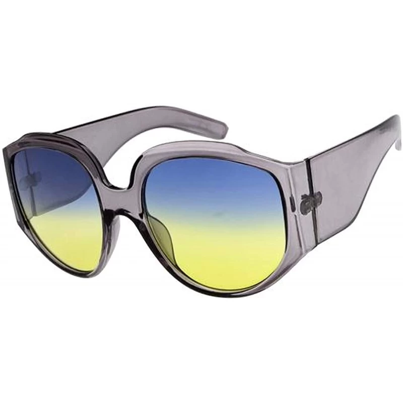 Round Bulky Frame Fashion Round Goggle Style Sunglasses - Blue - C218URM5S9O $11.58