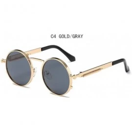 Oval Vintage Men Sunglasses Women Round Metal Frame Colorful Lens Sun Glasses - Gold Gray - CL194OGKQN6 $32.83