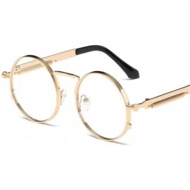 Oval Vintage Men Sunglasses Women Round Metal Frame Colorful Lens Sun Glasses - Gold Gray - CL194OGKQN6 $14.39