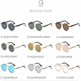 Oval Vintage Men Sunglasses Women Round Metal Frame Colorful Lens Sun Glasses - Gold Gray - CL194OGKQN6 $14.39