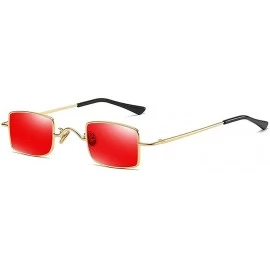 Square 2019 new small square retro unisex light tide vintage metal mini sunglasses UV400 - Gold Red - C818OTO8GID $11.34