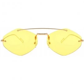Sport Classic style Frame less Irregular Sunglasses for Men or Women metal PC UV 400 Protection Sunglasses - Yellow - C018SAR...