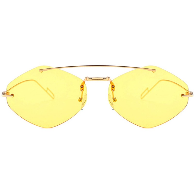 Sport Classic style Frame less Irregular Sunglasses for Men or Women metal PC UV 400 Protection Sunglasses - Yellow - C018SAR...