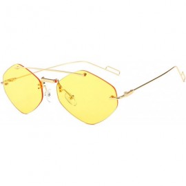 Sport Classic style Frame less Irregular Sunglasses for Men or Women metal PC UV 400 Protection Sunglasses - Yellow - C018SAR...