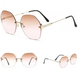 Rimless Fashion Frameless Polygonal Round Sunglasses Women Retro Glasses Female Diamond Cutting Edges Sunglasses - CT192AXZMK...