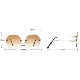 Rimless Fashion Frameless Polygonal Round Sunglasses Women Retro Glasses Female Diamond Cutting Edges Sunglasses - CT192AXZMK...