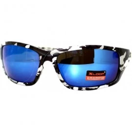 Sport Mens Xloop Sunglasses Wrap Around Rectangular Camo Print Mirror Lens - Black Camo - CS11WNTOMD9 $8.61