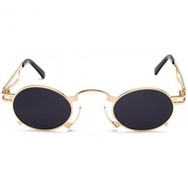 Oval Men's & Women's Sunglasses Vintage Oval Metal Frame Sunglasses - Gold Frame Black Ash - C618EWHZL3E $9.42