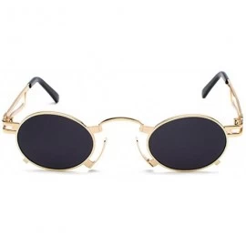 Oval Men's & Women's Sunglasses Vintage Oval Metal Frame Sunglasses - Gold Frame Black Ash - C618EWHZL3E $21.41