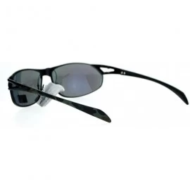 Oval Mens Mirrored Mirror Lens Camo Arm Warp Oval Sport Metal Sunglasses - Black Teal - C912HVJRNAD $13.61