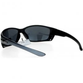 Sport Air Vent Plastic Color Mirror Warp Rectangular Sport Sunglasses - Grey - CU12DUJW3W7 $12.13