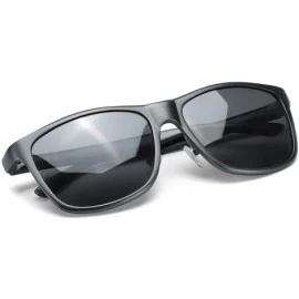 Rectangular Classic Sunglasse for Men Women- Polarized Driving Glasses Al-mg Frame 100% UV Protection - C71925RUZEG $26.96