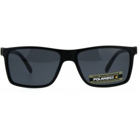Rectangular Polarized Antiglare Rectangular Mod Minimal Mens Designer Sunglasses - Matte Black Black - CC18C5468QQ $14.02