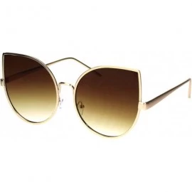 Round Womens Metal Rim Round Cat Eye Retro Fashion Sunglasses - Gold Brown - C712I79ONPP $11.64
