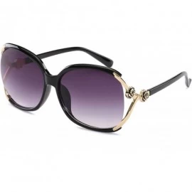 Oversized Women's Oversized Round Frame Fashionable Vintage Sunglass 100% UV Protection - Black1 - C0183D8UMAG $20.73