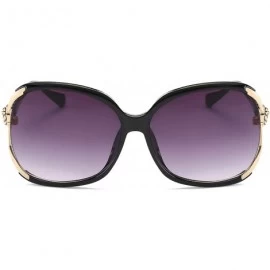Oversized Women's Oversized Round Frame Fashionable Vintage Sunglass 100% UV Protection - Black1 - C0183D8UMAG $12.38
