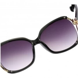 Oversized Women's Oversized Round Frame Fashionable Vintage Sunglass 100% UV Protection - Black1 - C0183D8UMAG $12.38