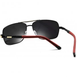 Rectangular Metal Frame Polarized Sunglasses Men Lightweight Driving Fishing Golf Glasses - Black&gold Grey - C81943ZQ7EL $11.47