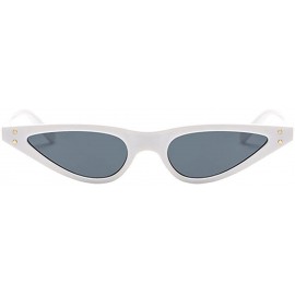 Butterfly Retro Women Small Cat Eye Style Sunglasses Triangle Steampunk Rivet - White Frame & Gray Lens - C018CX56XKS $9.29