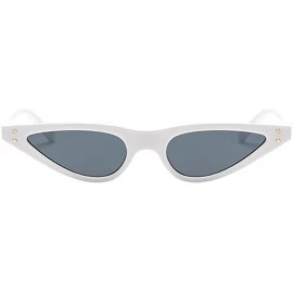 Butterfly Retro Women Small Cat Eye Style Sunglasses Triangle Steampunk Rivet - White Frame & Gray Lens - C018CX56XKS $9.29