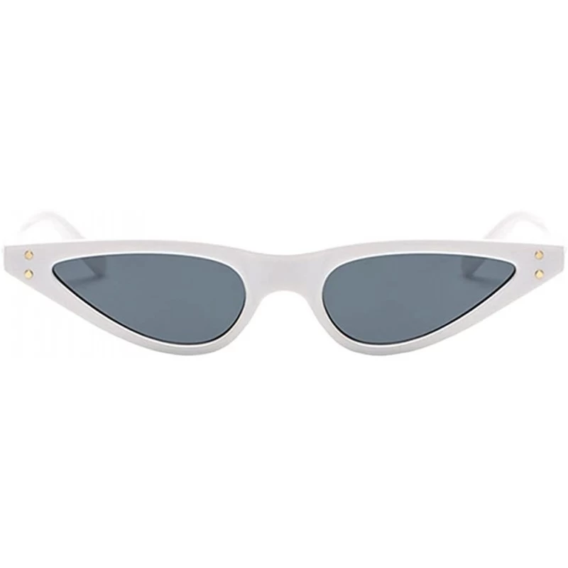 Butterfly Retro Women Small Cat Eye Style Sunglasses Triangle Steampunk Rivet - White Frame & Gray Lens - C018CX56XKS $9.29