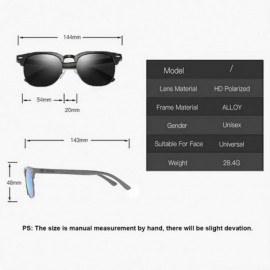 Round Semi Rimless Sunglasses Polarized for Men Women- Classic Retro Half Frame Sunglasse with Metal Rivets - Black - CH18UTK...