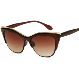 Rimless Vintage Cateye Sunglasses for Women Retro Cat Eye Half Rimmed Plastic Frame - Brown - CU17YHZXXRT $8.52