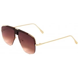 Rimless Rimless Geometric Flat Lens Metal Frame Plastic Shield Aviator Sunglasses - Brown - CN197QCCYU7 $27.34
