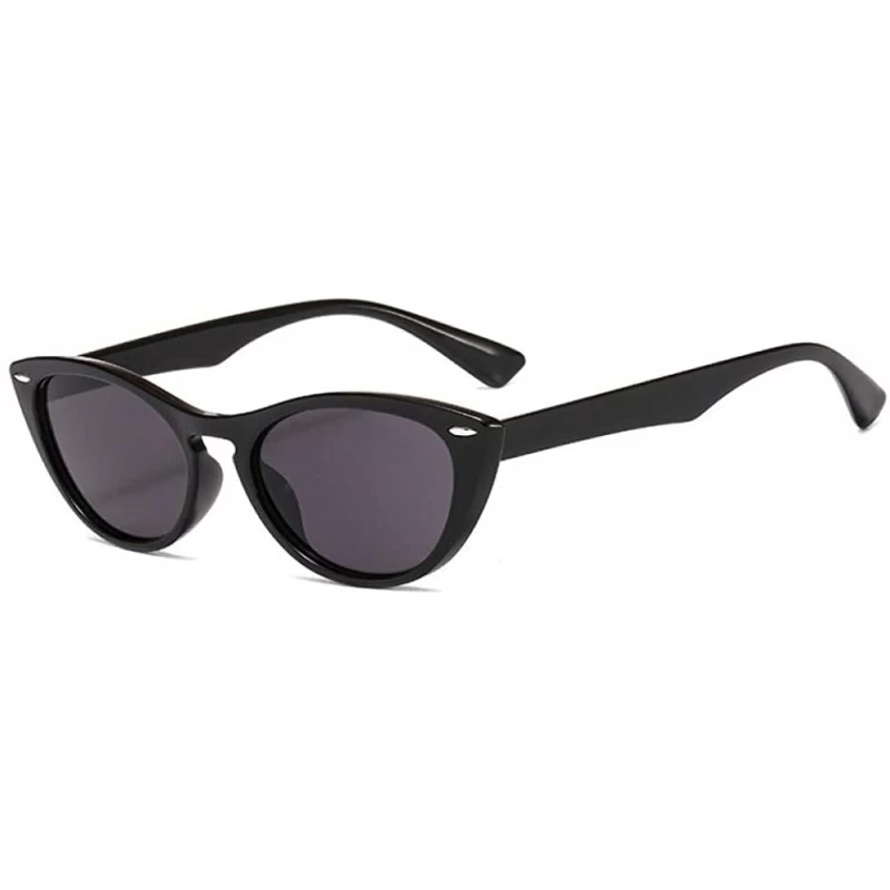 Cat Eye Cat eye sunglasses fashion ladies sunglasses - Bright Black Gray - CL1999KEQHI $18.66
