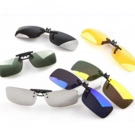 Oval Unisex Polarized Clip Sunglasses Driving Night Vision Lens Anti-UVA Anti-UVB Cycling Riding Equipment - Yellow - C5198AH...