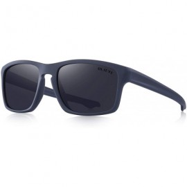 Sport Men Sports Polarized Sunglasses Male Sport Fishing Shades Flexible Frame Sunglasses UV Protection - Matte Blue - CU18TD...