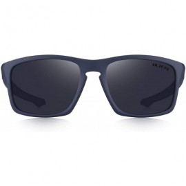 Sport Men Sports Polarized Sunglasses Male Sport Fishing Shades Flexible Frame Sunglasses UV Protection - Matte Blue - CU18TD...
