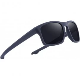 Sport Men Sports Polarized Sunglasses Male Sport Fishing Shades Flexible Frame Sunglasses UV Protection - Matte Blue - CU18TD...