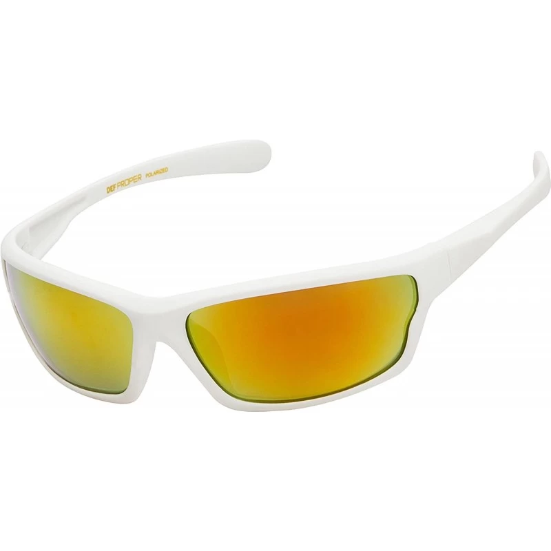 Sport Polarized Wrap Around Sports Sunglasses - White Matte Rubberized - Red Mirror - CK18CT94EXI $10.44