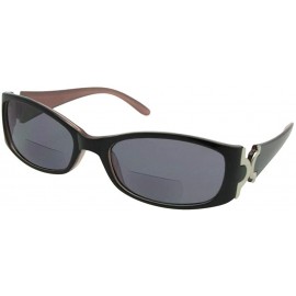 Rectangular Small Bifocal Sunglasses +1.25 Magnification Style B22 - Black/Rose Frame-gray Lenses - CO186C2TECL $29.01
