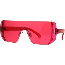 Rectangular Rectangular Pop Color Shield 80s Robotic Disco Sunglasses - Red - CU1895U3Z7Z $10.56