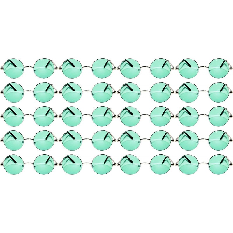 Round 20 Pieces Wholesale Lot Small Round Circle Sunglasses Bulk Party Mix Assotrted - Silver_frame_green - CT18C4MIT2O $40.86