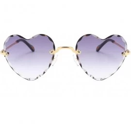 Square Classic Heart Lens Rimless Sunglasses for Women UV 400 Protection - Gray - C918RMCMKK7 $29.89