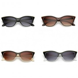 Rimless Vintage Cateye Sunglasses for Women Retro Cat Eye Half Rimmed Plastic Frame - Brown - CU17YHZXXRT $8.52