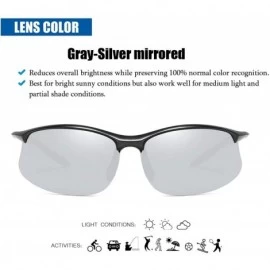 Wrap Polarized Sunglasses Rimless Unbreakable Protection - Black / Silver Mirrored - CQ18RQ7WXL6 $17.20