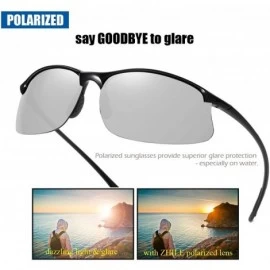 Wrap Polarized Sunglasses Rimless Unbreakable Protection - Black / Silver Mirrored - CQ18RQ7WXL6 $17.20